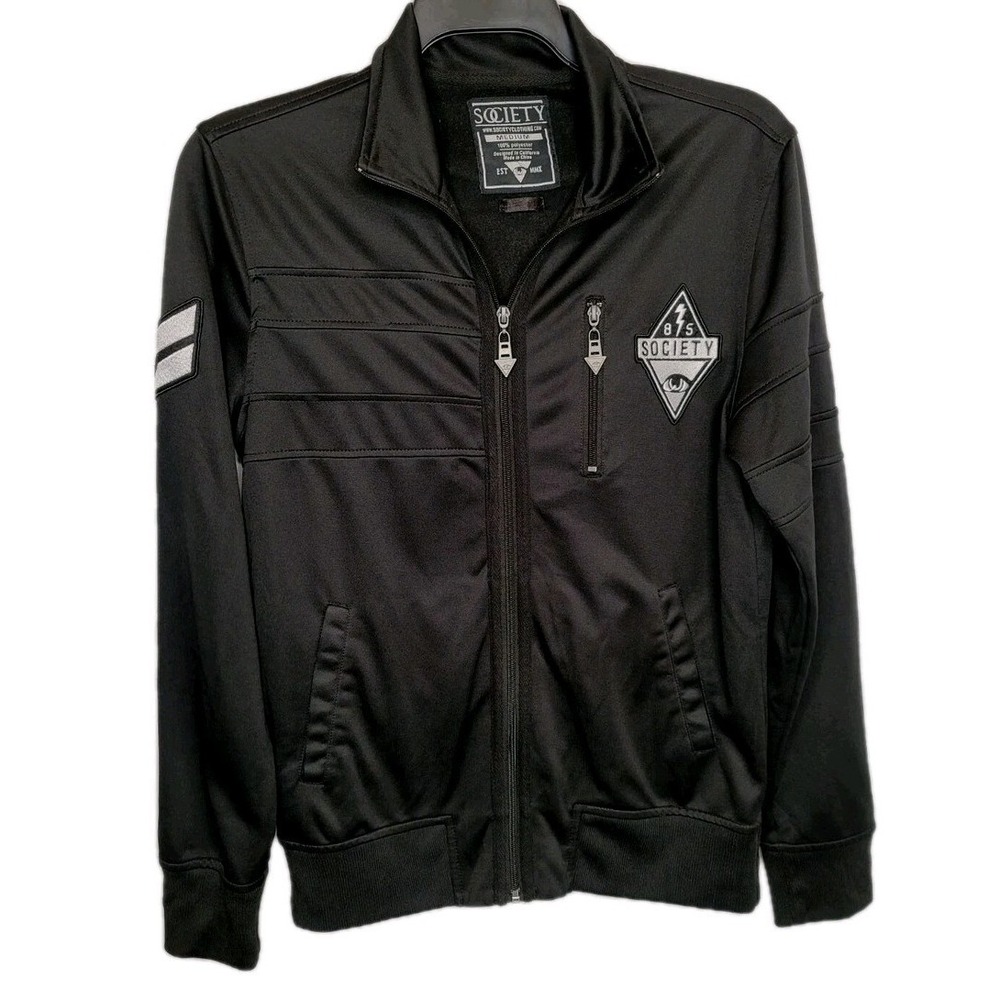 Society Clothing Mens Medium Black White Zip Up Track Jacket